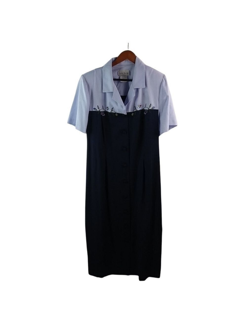 Lady Dorby 16W Navy Lavender Shirt Dress Plus